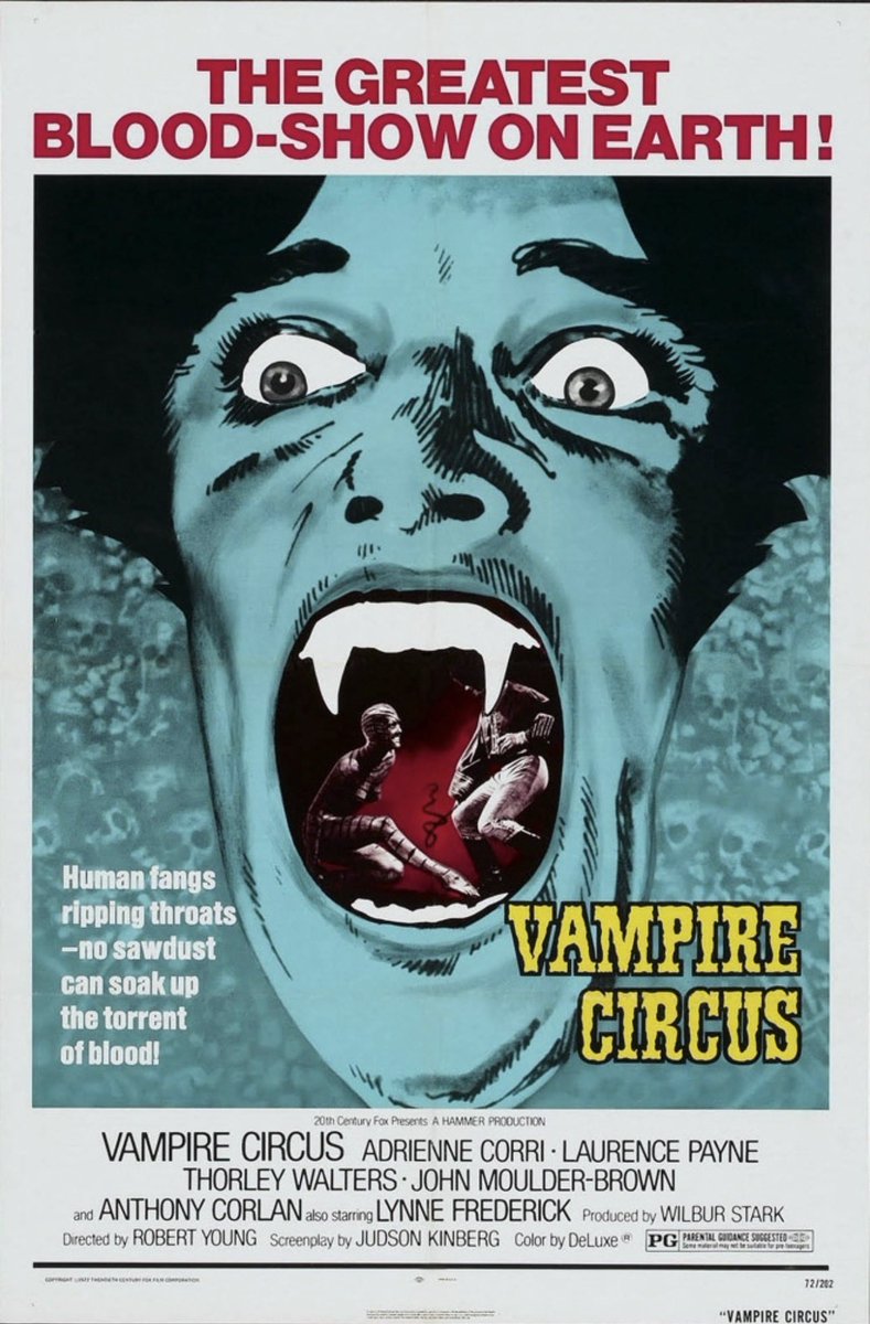 On this day in 1972, Vampire Circus was released in theaters in UK. The U.S. release was on October 11, 1972. #70shorror #horrorfamily #horrorcommunity #HammerFilms #20thCenturyFox
