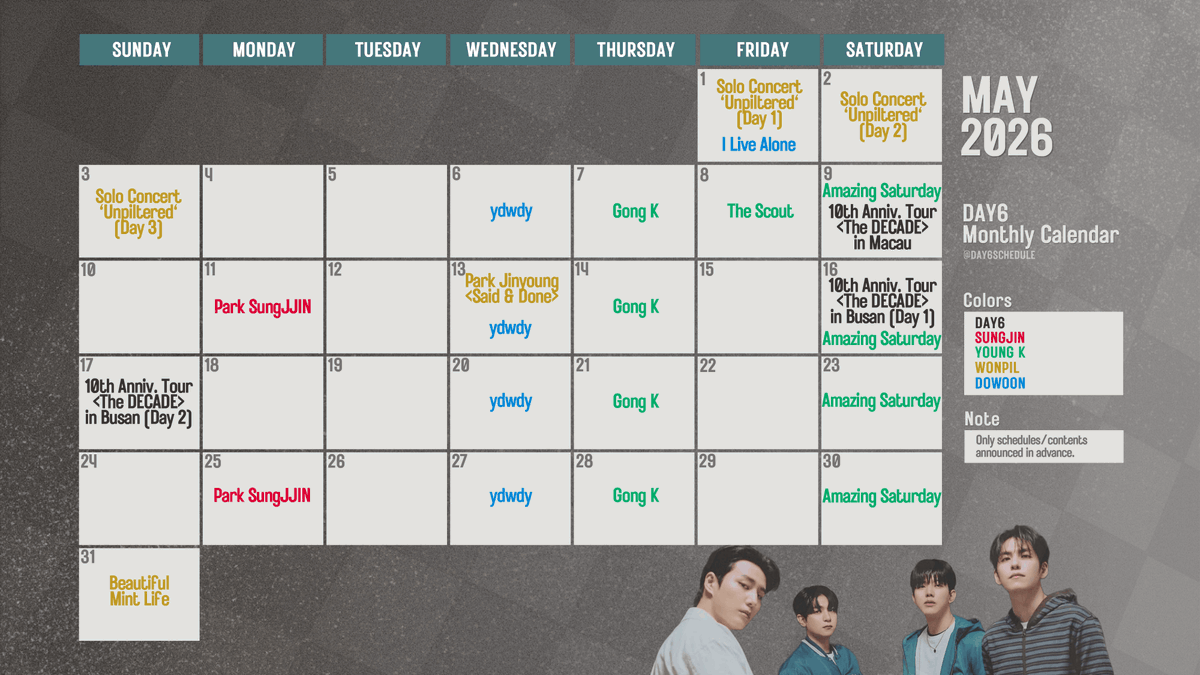 DAY6 SCHEDULE tweet media