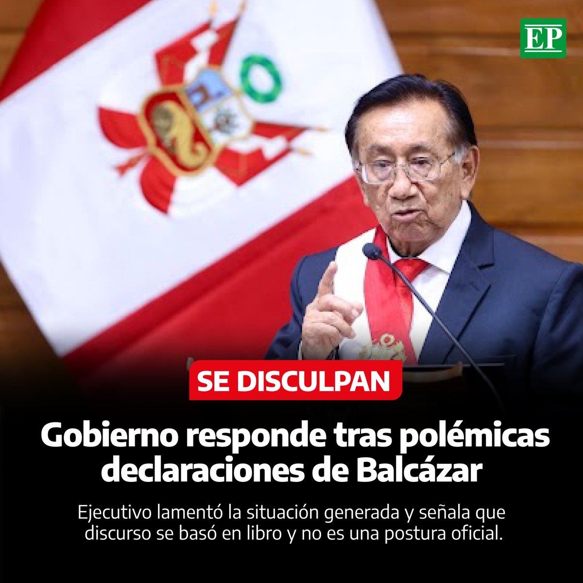 Diario_EP's tweet image. #Perú | La Presidencia de la República emitió un pronunciamiento tras la controversia generada por las declaraciones del presidente José #Balcázar sobre la comunidad judía durante un evento en la Cámara de Comercio de #Lima.