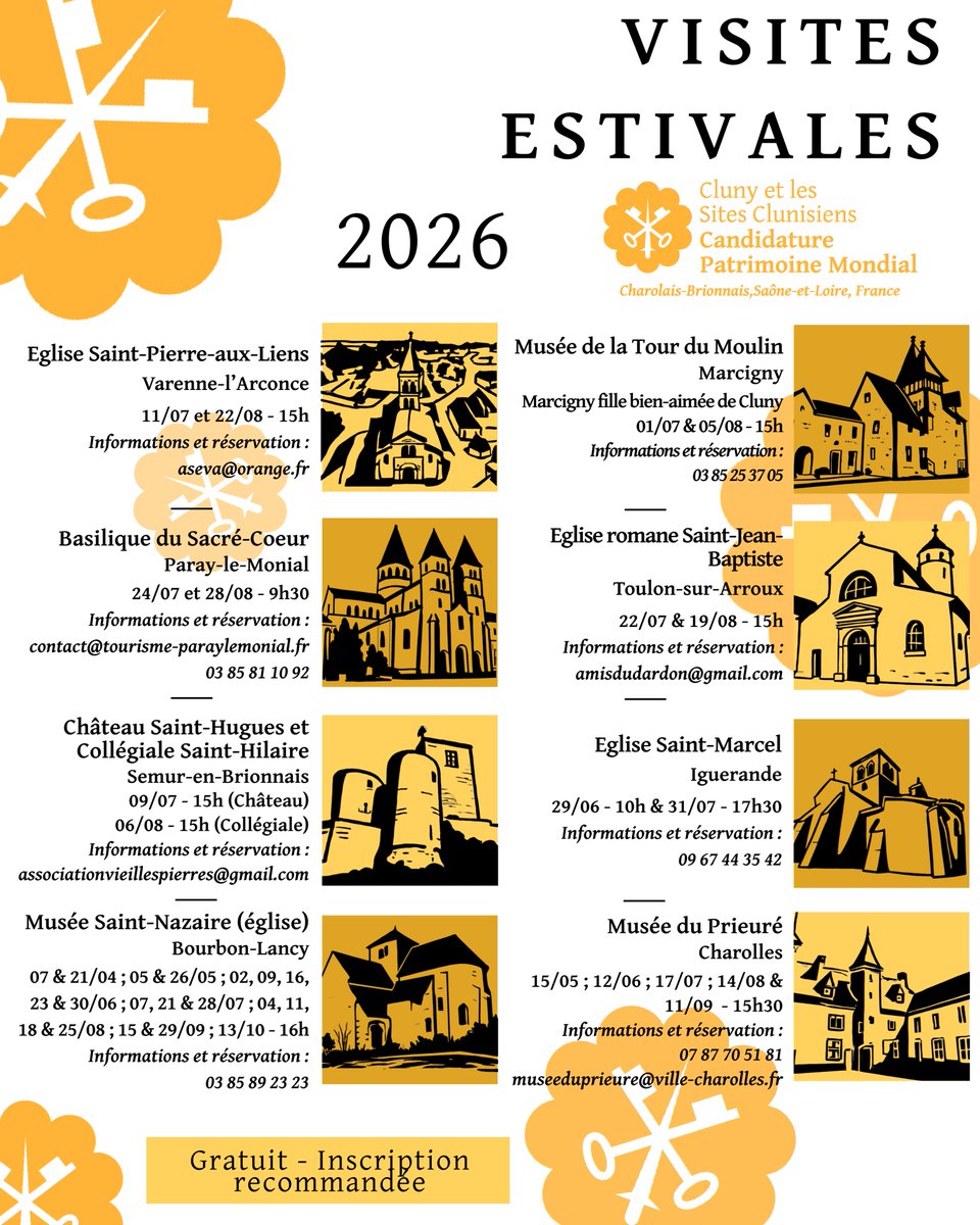 CharoBrioCluny's tweet photo. 👉J-7 avant la première visite gratuite des sites clunisiens du Charolais-Brionnais !
📆Rendez-vous le 15 mai à 15h30 au Musée du Prieuré de Charolles pour découvrir l'histoire clunisienne de ce lieu d'exception
#ideesortie #saoneetloire #visiteguidee #siteclunisien #charolles https://t.co/JY4iLfniXQ