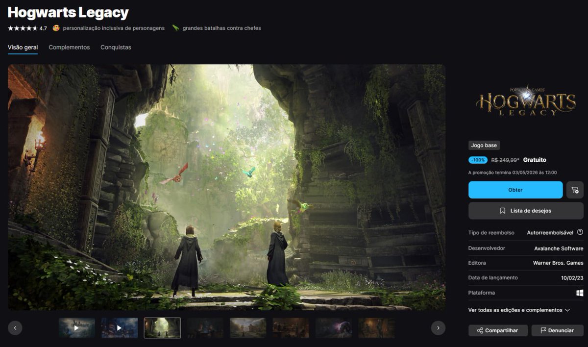 Hogwarts Legacy totalmente 0800 na EPIC GAMES STORE!

store.epicgames.com/pt-BR/p/hogwar…

Entre no meu grupo de ofertas👇🏻👇🏻
linktr.ee/linguicapromo