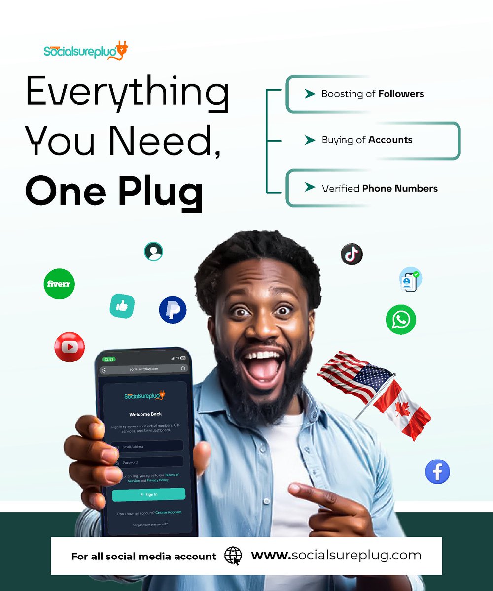 SocialSurePlug's tweet photo. Everything you need. One plug 🔥

Buy accounts, boost your followers, and get verified phone numbers — all in one place.

No stress. No switching platforms.

Just log in and get it done.

🌐 https://t.co/BsPwpHvK92 https://t.co/B6mVskwpOF
