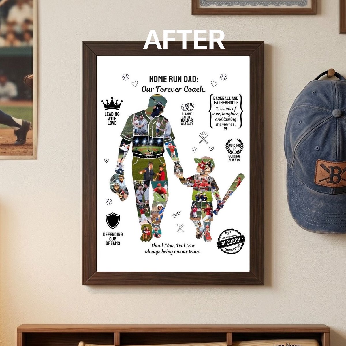 YIYUANCHAN1's tweet image. From backyard catch to the big leagues. ⚾️❤️ Celebrate your hero this #FathersDay with our #CustomPhotoArt #CanvaTemplate. The most #SentimentalGift for the #BaseballDad who’s always in your corner. ✨ Grab this #PrintableKeepsake at #Kleepart_Collagewizard 🔗