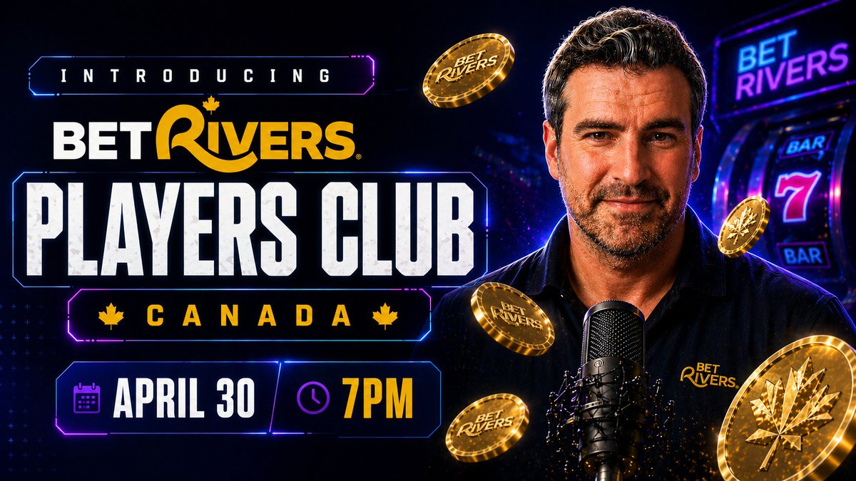 BetRiversCAN's tweet photo. Join @KyleAndrewTweet tonight at 7:00 pm for our first casino live stream on BetRivers Players Club Canada! 

Watch it here on X or at the following links:

YouTube ▶️ https://t.co/hHqdO12ggY 
Twitch ▶️ https://t.co/xcgSGULUBX 
Online ▶️ https://t.co/rFlLV1JM9E https://t.co/fUzDnbJJIr