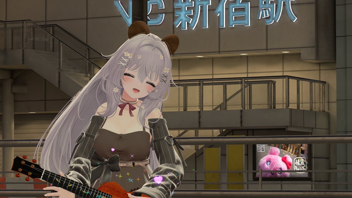 kouZwei_One's tweet image. #VRChat #VRSJK #VRFNS
新宿ライブストリート ⁄ Shinjuku Live Streetにて
2026/05/01  0:10~  mamichikaさん @mamichika33 
ウクレレ弾き語り練習
途中　荒らしに落とされた為、場所を
FirstNoteStation-始発駅-EastGateにかえて弾き語り