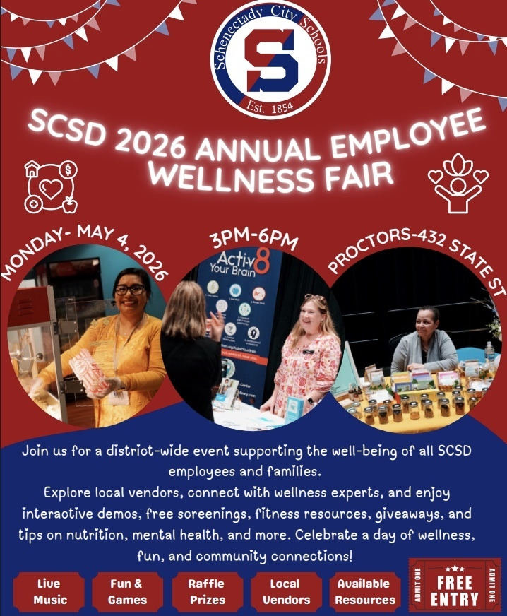 Hamilton_Howler's tweet photo. EVERYONE IS INVITED!

SCSD 2026 Wellness Fair
Monday, May 4
3 - 6 p.m.
Proctors

We hope to see you there! https://t.co/IleKlFD5e4