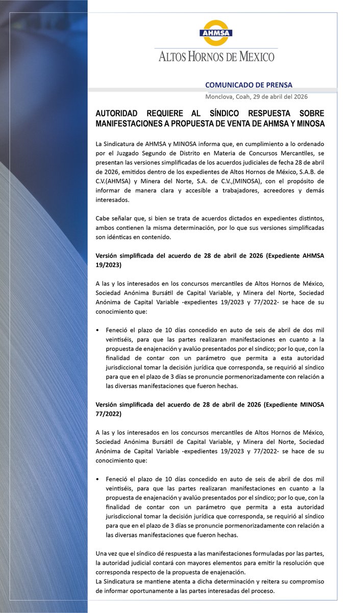 AHMSA tweet media