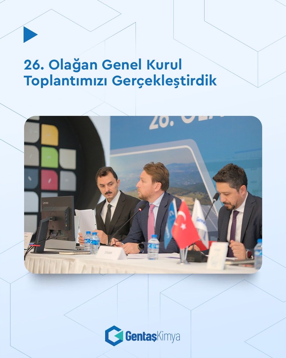 gentaskimya's tweet photo. Gentaş Kimya, 26. Olağan Genel Kurulumuzu gerçekleştirdik.
Şirketimizin gelecek dönem hedefleri, stratejik yol haritası ve sürdürülebilir büyüme vizyonu doğrultusunda; kurumsal gelişimimizi destekleyecek adımları değerlendirdik.

#GentaşKimya https://t.co/3XMMC7YJNF