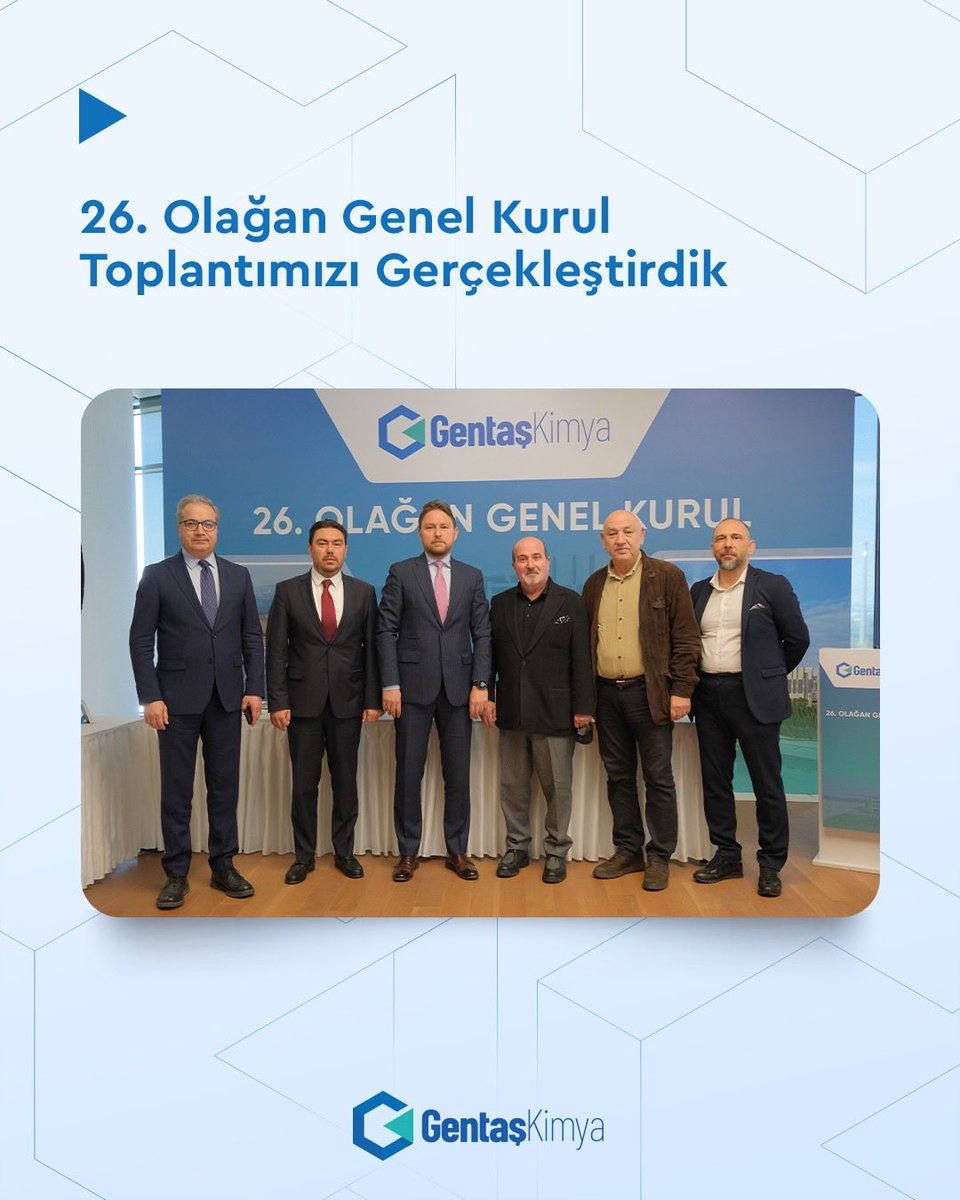 gentaskimya's tweet photo. Gentaş Kimya, 26. Olağan Genel Kurulumuzu gerçekleştirdik.
Şirketimizin gelecek dönem hedefleri, stratejik yol haritası ve sürdürülebilir büyüme vizyonu doğrultusunda; kurumsal gelişimimizi destekleyecek adımları değerlendirdik.

#GentaşKimya https://t.co/3XMMC7YJNF