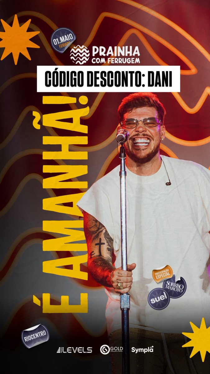 ‼️É AMANHÃ , É AMANHÃ

🌴☀️ PRAINHA COM FERRUGEM CONVIDA SORRISO MAROTO☀️🌴
📆 01.Maio | a partir das 15h
📍 Rio Centro - Barra da Tijuca

O Rio vai ferver com um dos maiores pagodes do Brasil! 🔥

🎤Ferrugem 
🎤Sorriso Maroto
🎤Suel
⭐ Participações especiais 

O feriado de 01