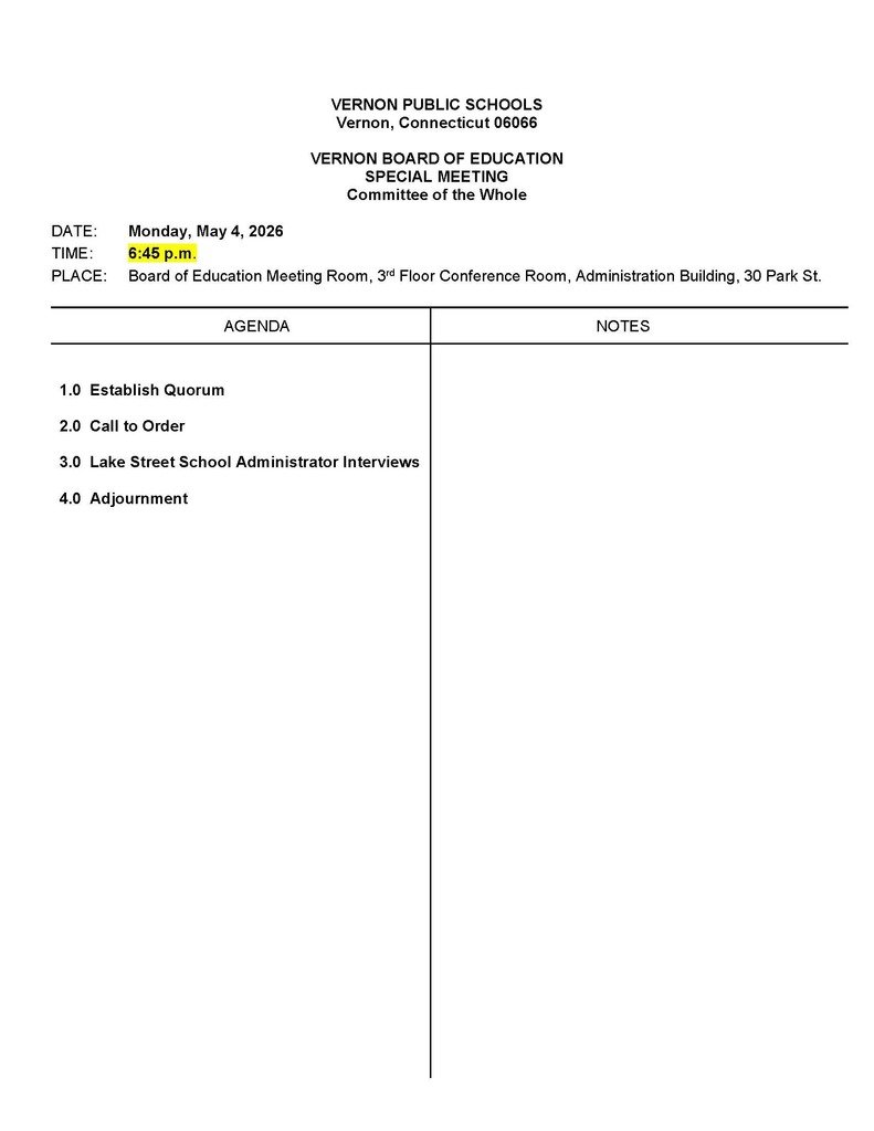 The BOE Special Meeting will take place on May 4, 2026