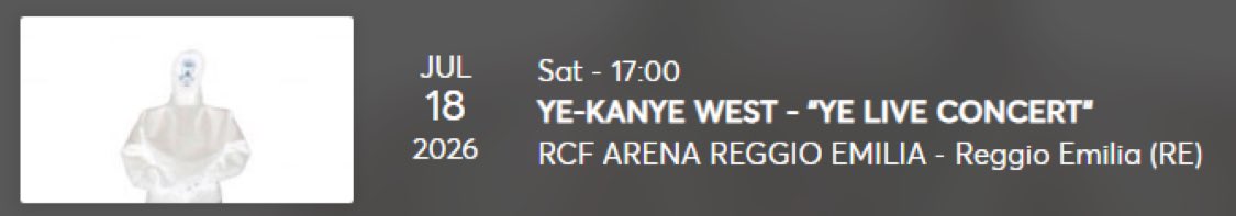 Vale72304139's tweet image. 🎟️ Vendo 1 biglietto per Kanye West #kanye (Green Zone) a Reggio Emilia – 18 luglio

Prezzo originale: 120€
Trasferimento tramite cambio nome (Ticketmaster Italia)
Scrivetemi in DM se interessati 📩