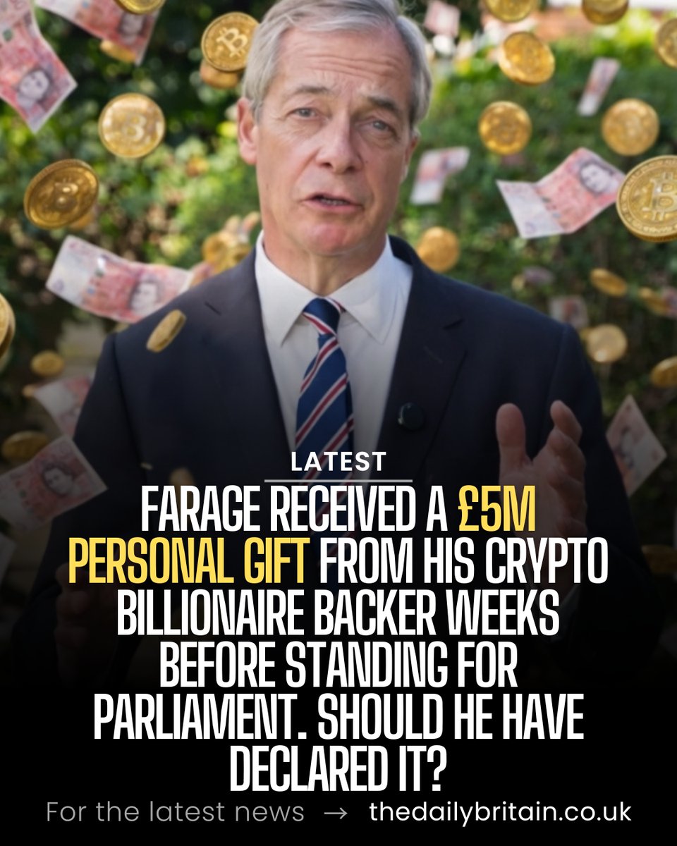 On May 23 2024, Farage said he would not stand in the election because "there's no money in politics." He received £5 million from Christopher Harborne. 

On June 3 2024, he announced he would stand in Clacton. 

Parliamentary rules say benefits received in the 12 months before