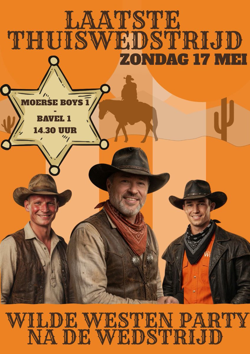 🔥 LAATSTE THUISWEDSTRIJD 🔥  

Zondag 17 mei is het zover: de laatste thuiswedstrijd van het seizoen! 💪  
Moerse Boys 1 neemt het om 14:30 uur op tegen Bavel 1.  
Kom langs en steun het vlaggenschip naar een knallende afsluiting! 🧡🤍
…en blijf daarna vooral nog even hangen