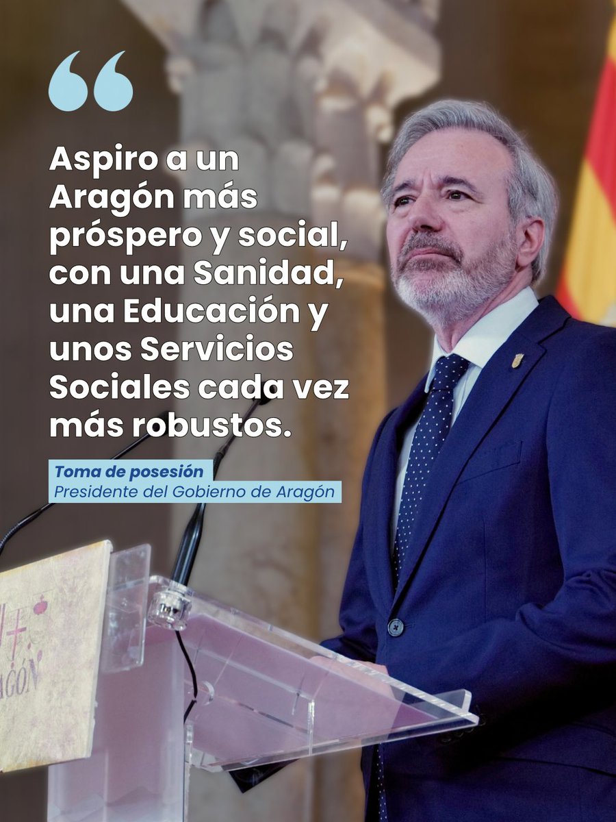 Aspiro a un Aragón más próspero y social, con una Sanidad, una Educación y unos Servicios Sociales cada vez más robustos.

#TomaDePosesiónAragón