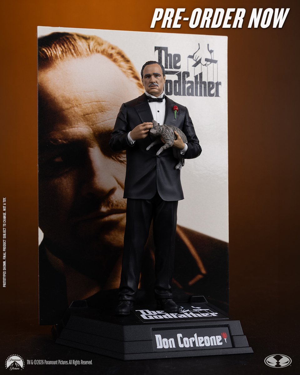 mcfarlanetoys's tweet photo. Don Corleone (The Godfather) 6" scale posed figure is available for pre-order NOW at select retailers! ➡️ https://t.co/adZIiK36oc  

Includes scenic printed backdrop, environmental base display, art card, and a secret bonus item.

#McFarlaneToys #DonCorleone #TheGodfather #MovieManiacs