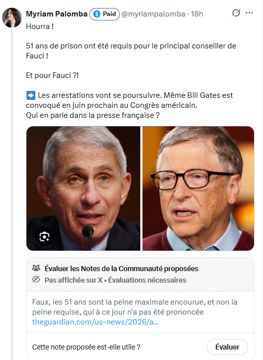 Les arrestation s'en viennent ! Le Grand Réveil est en cours !
Nan, en fait, c'est juste la journaliste asymptomatique Myriam Palomba qui tapine chez Qanon...

#Fauci #BillGates