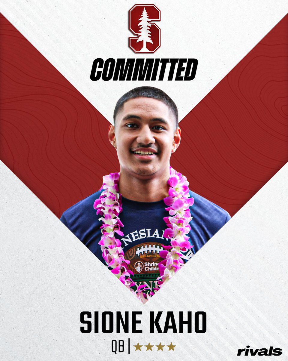 Rivals's tweet image. 🚨BREAKING🚨 4-star QB Sione Kaho has committed to Stanford, ESPN reports🌲

Read: on3.com/news/stanford-…