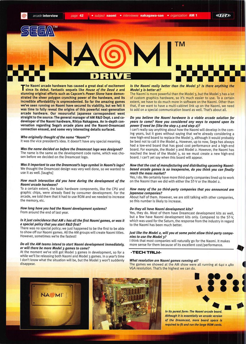 MoonPieDreams's tweet image. #Sega NAOMI Arcade 🍥
Interview: Rikiya Nakagawa
Gamers' Republic - Jan. '99
Pages 1⃣&amp;amp;2⃣ of 4