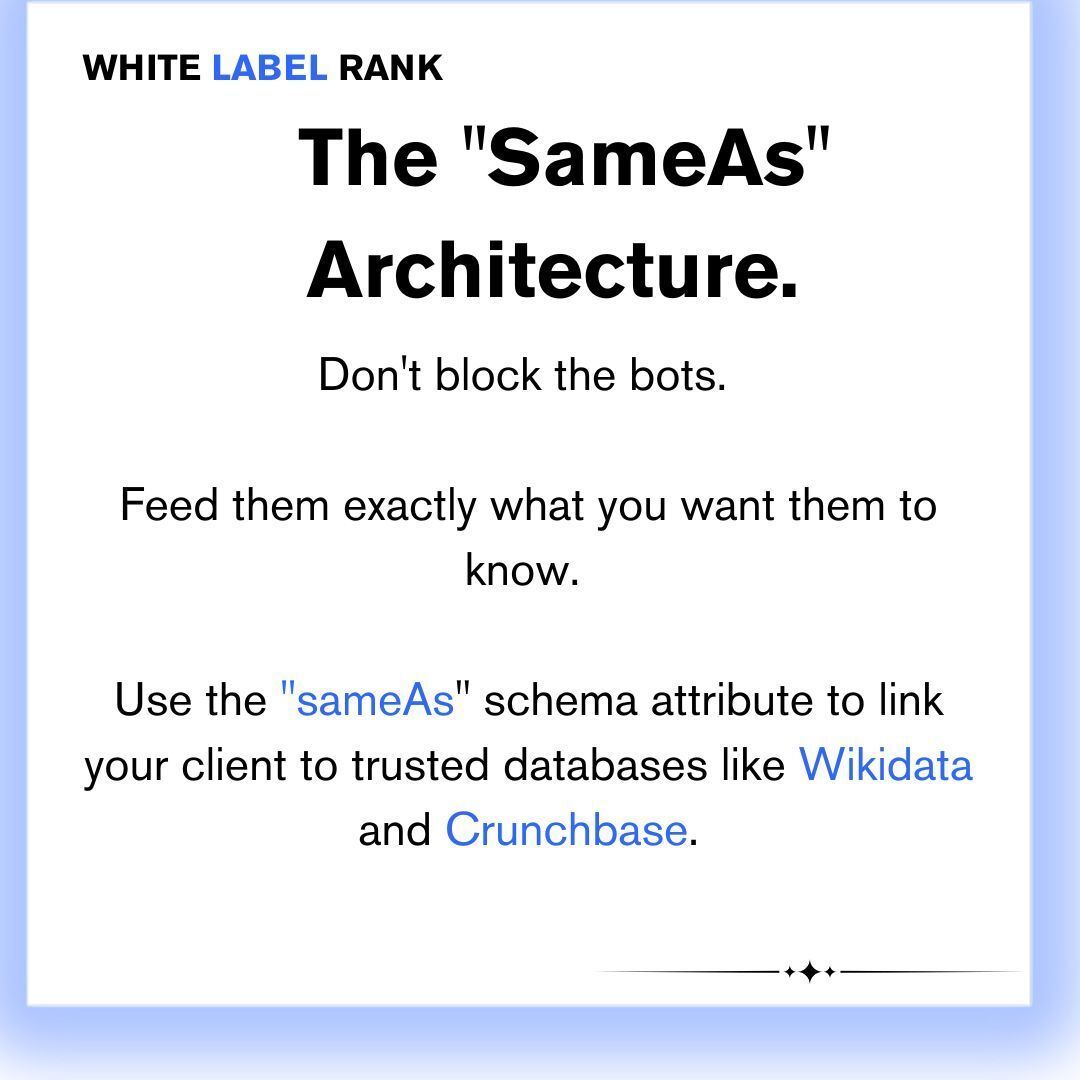 WhiteLabelRank_'s tweet image. Agencies are rushing to robots.txt to block ChatGPT.

They think they’re protecting data. They’re actually erasing their clients.

AI doesn't browse. It ingests.

If you aren't in the training data, you don't exist in the answer.

Don’t hide. Feed the model. 

#Seo #whitelabel