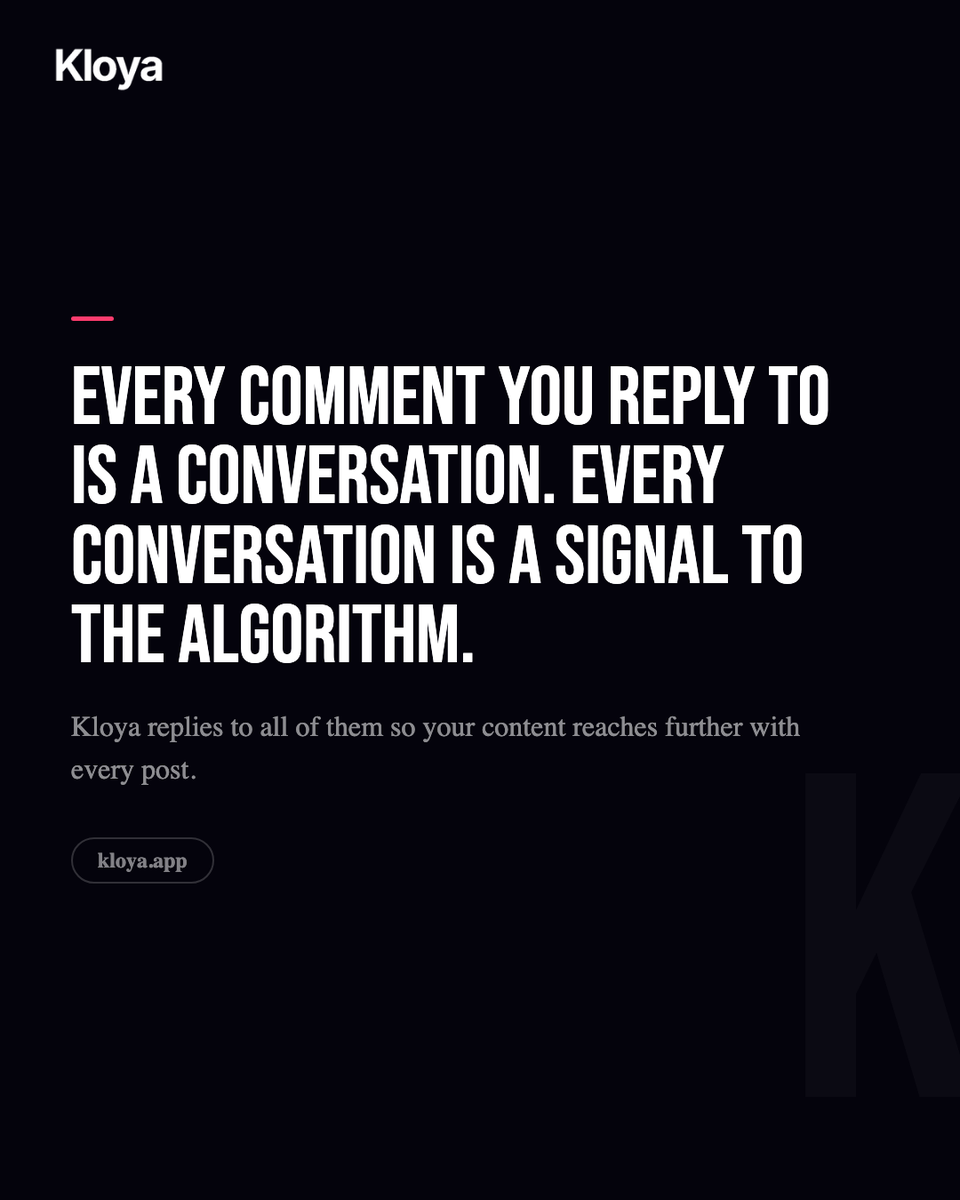 KloyaApp's tweet photo. Most brands are one tool away from never missing a DM again.

Kloya replies to every message in your voice so every fan feels heard. 
#Kloya #DMAutomation #InstagramMarketing #ContentCreator #CreatorTools https://t.co/yuAFPO0gQb