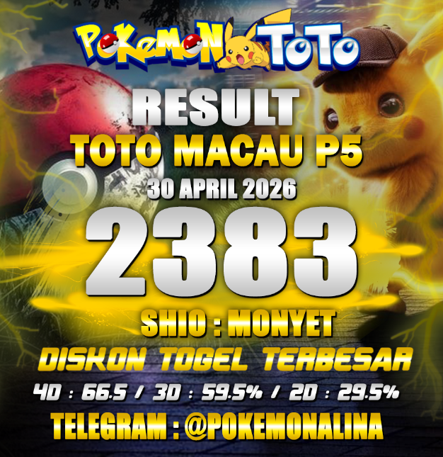 datatogelwla's tweet photo. RESULT TOTO MACCAU P5
KAMIS, 30 APRIL 2026
Result : 2 3 8 3 
Shio   : MONYET
TELEGRAM : @Pokemonalina
#datatotomacaup5pools #totomacaup5pools #keluarantotomacaup5pools #togetotomacaup5pools #daftarpokemontoto https://t.co/ogRkFBr22n