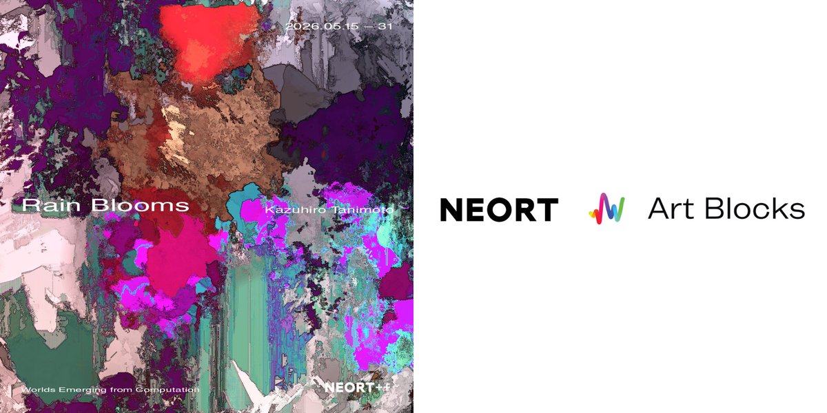 neort_io's tweet photo. 📣Press release out now!

NEORT++ presents
《Rain Blooms — Worlds Emerging from Computation》
by Kazuhiro Tanimoto @KZ_LAB_E — opening May 15.

Generative visuals emerging from cellular automata.

🤝A collaboration with Art Blocks Studio @artblocks_io 

https://t.co/Bt7TMxYwso https://t.co/6KDgthVqWA