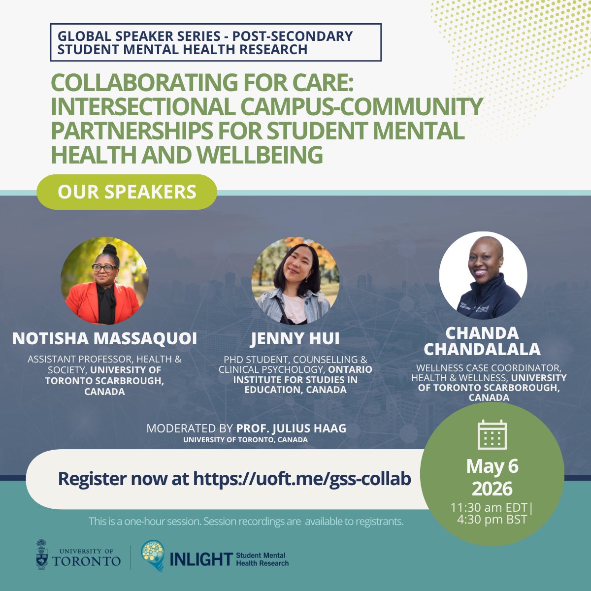 UofTInLight's tweet photo. Join us for the next #GlobalSpeakerSeries on May 6 to explore how intersectionality shapes meaningful, effective partnerships between institutions and community organizations serving student populations.

Register now at: https://t.co/FcNZ7VkV8U https://t.co/vDHpkhNDaM