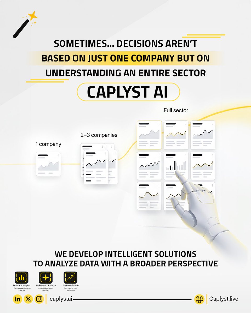 caplyst's tweet photo. في عالم الاستثمار النظر إلى شركة واحدة فقط قد لا يكون كافيًا , احياناً يحتاج القرار إلى فهم أوسع، يشمل أكثر من شركة 

في Caplyst AI نواصل تطوير أدواتنا
لنمنحك رؤية أشمل للبيانات المالية
قريبًا… تجربة تحليل أكثر تطورًا https://t.co/wdGT70MeNu