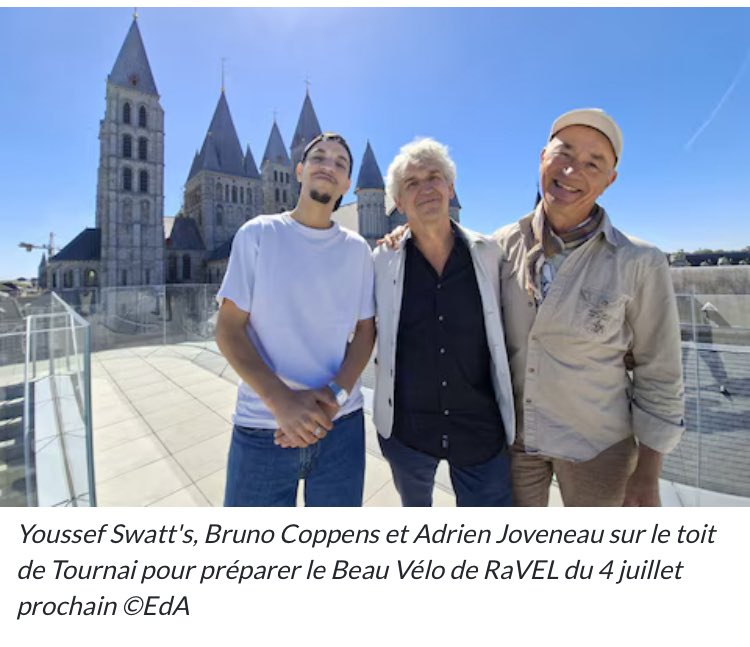 CoppensBruno's tweet photo. « Le beau vélo de Ravel »! Heureux d’avoir retrouvé Adrien Joveneau et Youssef Swatt’s sur la terrasse du Carré Janson à Tournai! https://t.co/RQgLdHEwUU