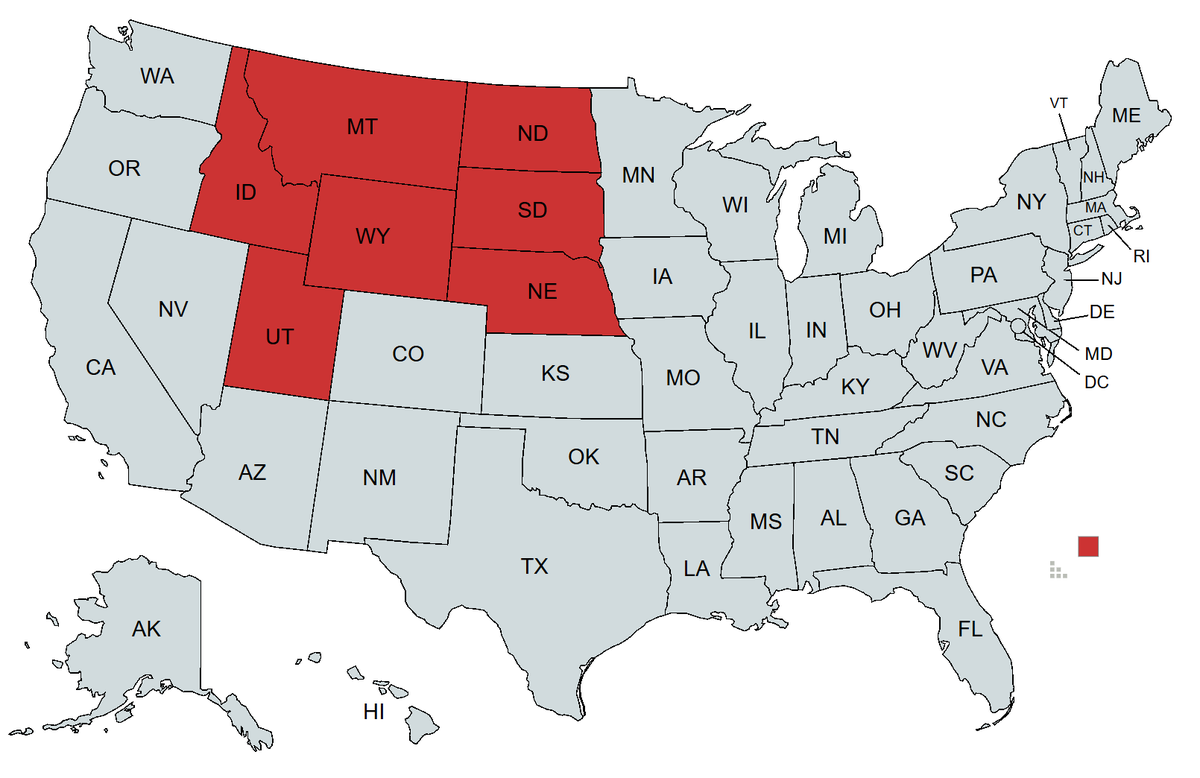DayTraderBob1's tweet photo. @ClayTravis There isn't a single democratic congressperson in this whole part of the map.

Should NE have a blue district b/c it voted 38% for Harris? Should UT have a blue district b/c it voted 38% for Harris?

MA voted 61% for Harris, but it's wrong for it to be all blue? https://t.co/fwhK17JSfz