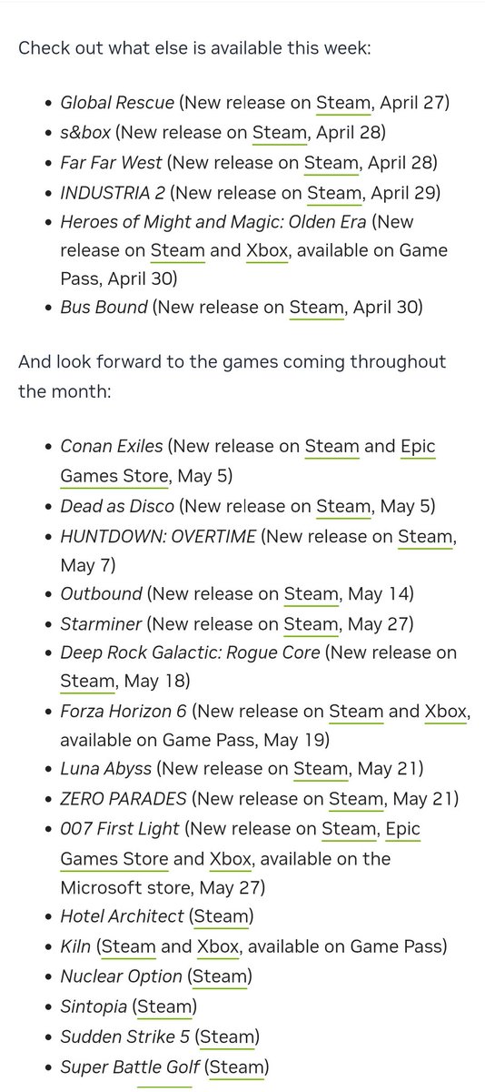 GamerMonkey_'s tweet photo. Games Available on ##GeForceNOW this week and games coming in May
 
 #Gfnthursday #cloudstreaming https://t.co/nM9Fck9brs