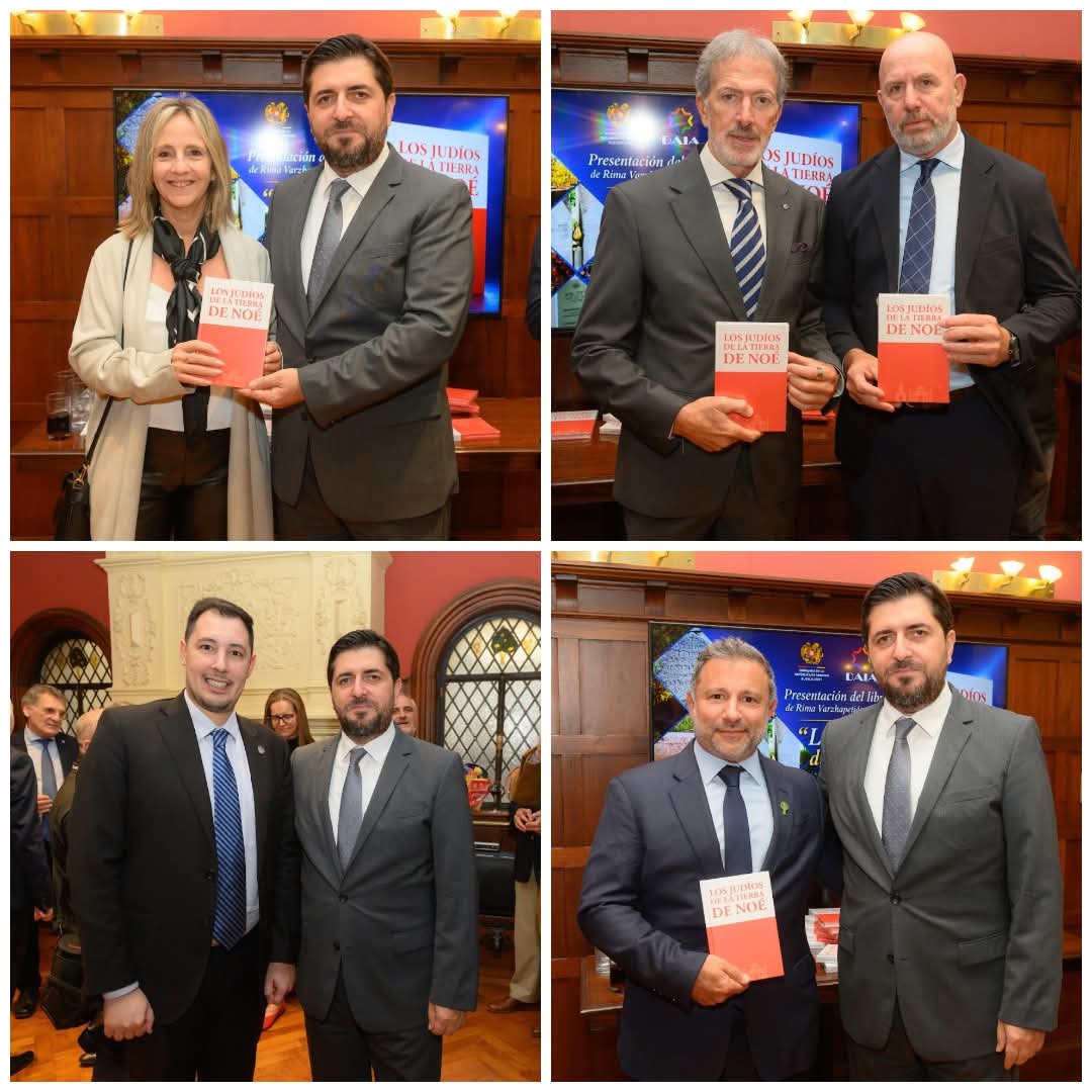 armembargentina's tweet photo. En la Embajada de Armenia tuvo lugar la presentación de la edición en español del libro “Los judíos de la tierra de Noé”, de la autora Rima Varzhapetián-Feller, una obra que aborda la presencia histórica del pueblo judío en Armenia desde la antigüedad. https://t.co/ZVbGUhWQTM