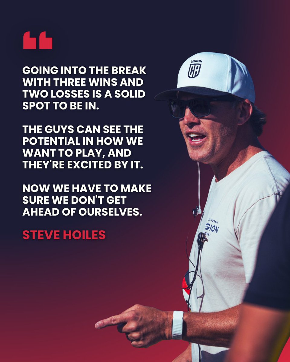 CalLegion's tweet photo. Head Coach Steve Hoiles on the timing of the bye and the growth from a new squad still coming together.

Early progress is there. Now it’s about staying grounded and building through the next stretch.

#MLR2026 #WeAreLegion @usmlr https://t.co/mdunjAAEIh