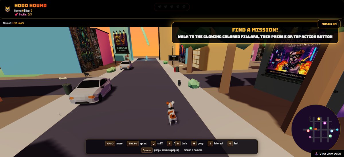 juiced009's tweet photo. @levelsio @cursor_ai @boltdotnew @heyglif @tripoai wow so many cool ideas and games, this is amazing...I found out about the Jam later but still managed to make this in 9 days is mindblowing to me exciting times...added some new voices and a bonus mission on my Hood Hound game #vibejam https://t.co/BNnww3KCgU