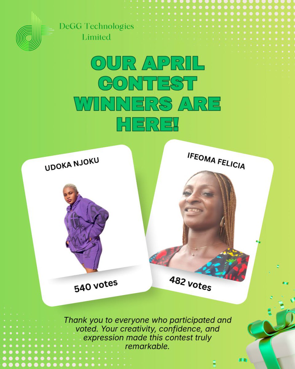 GlamGalleryApp's tweet photo. April Contest Winners are in! 🎉

A huge congratulations to Udoka Njoku (540 votes) and Ifeoma Felicia (482 votes) for standing out and taking the win in this month’s Glam Culture Redefined contest. 👏🏽✨

Your confidence, creativity, and expression truly made an impact!

Thank you to everyone who participated and voted, it only gets bigger from here.
Next stop: Grand Finale this May 25th 🏆
₦2,000,000 is on the line… let’s go! 🚀

Read more: https://t.co/WyoP2F8KFR