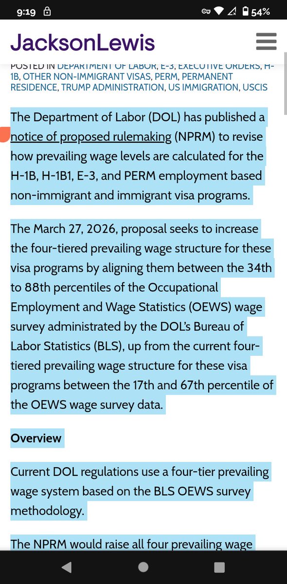 DomPachino101's tweet image. #IMMIGRATION #JOBS #BUSINESS #DOL 
Hikes in Prevailing Wage Levels for H-1B and PERM Cases? DOL Proposal Explained 
globalimmigrationblog.com/2026/04/hikes-…