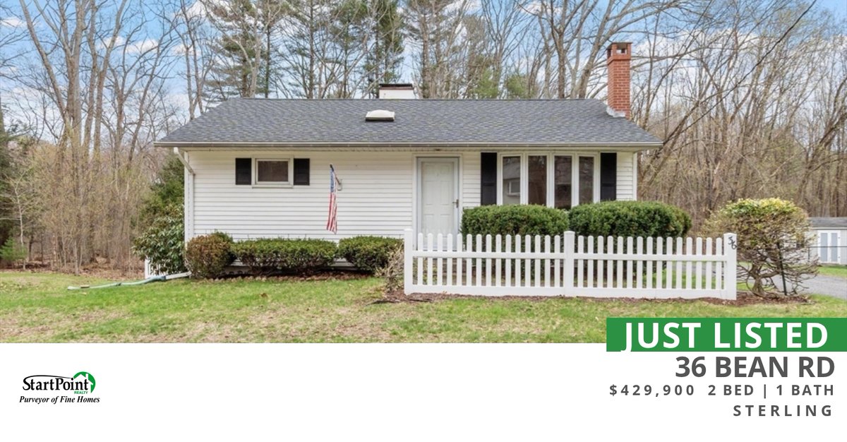 StartPoint_RE's tweet image. 📍 Just Listed 📍 Take a look at this fantastic new property that just hit the market: 36 Bean Rd in Sterling,MA. Reach out to Nancy Castagna at 508-320-3927 for more information
#HomeBuying #HomeSelling #LocalMarket #RECa... homeforsale.at/36_BEAN_RD_kuh…