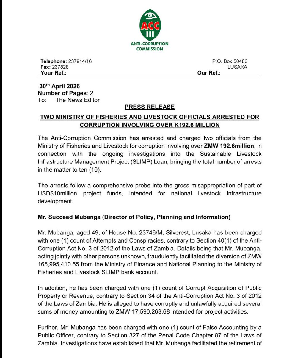 Anti-Corruption Commission Zambia tweet media