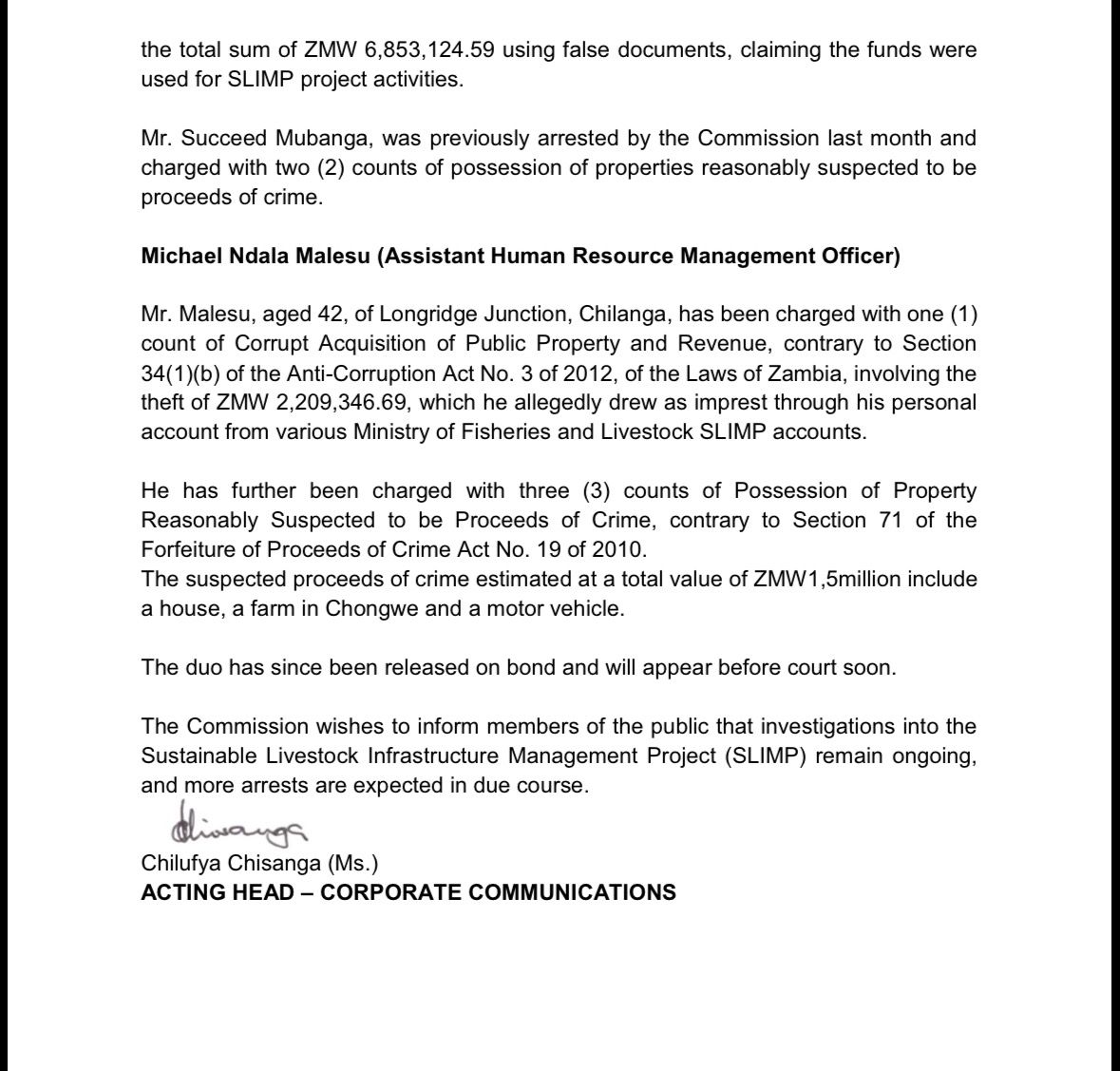 Anti-Corruption Commission Zambia tweet media