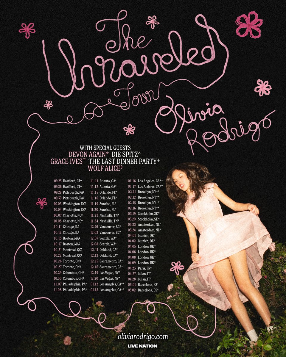 henifatee's tweet photo. Spill your guts out, Livies! 💜 The Unraveled Tour 2026 is officially here. Want the full scoop on tour dates, tickets, and what to wear? Check out the ultimate guide below:

🔗 https://t.co/BqP8LyI7Zl

#OliviaRodrigo #TheUnraveledTour #Tour2026 #GUTS #Livies https://t.co/bvXmd8gq5m