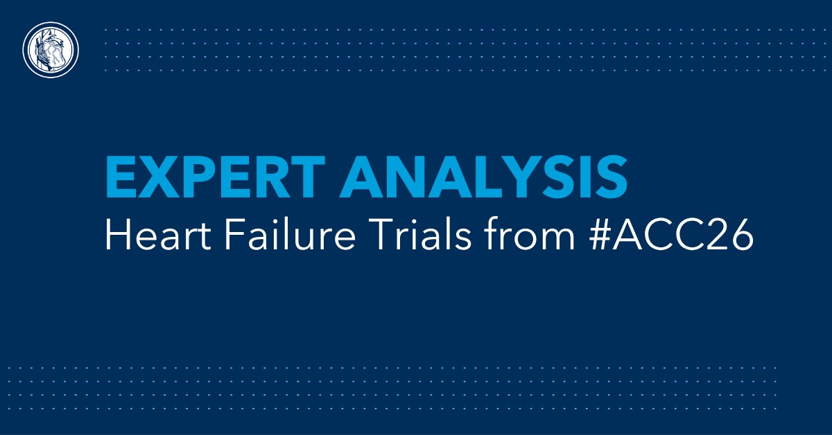 ACCinTouch's tweet image. #ACC26 featured several late-breaking #HeartFailure clinical trials, including: 

🫀 SPIRIT-HF
🫀 SCOUT-HM
🫀 CADENCE

Read the expert analysis to get the details: bit.ly/49gc09W  

#CardioX #CardioTwitter #ACCHFT