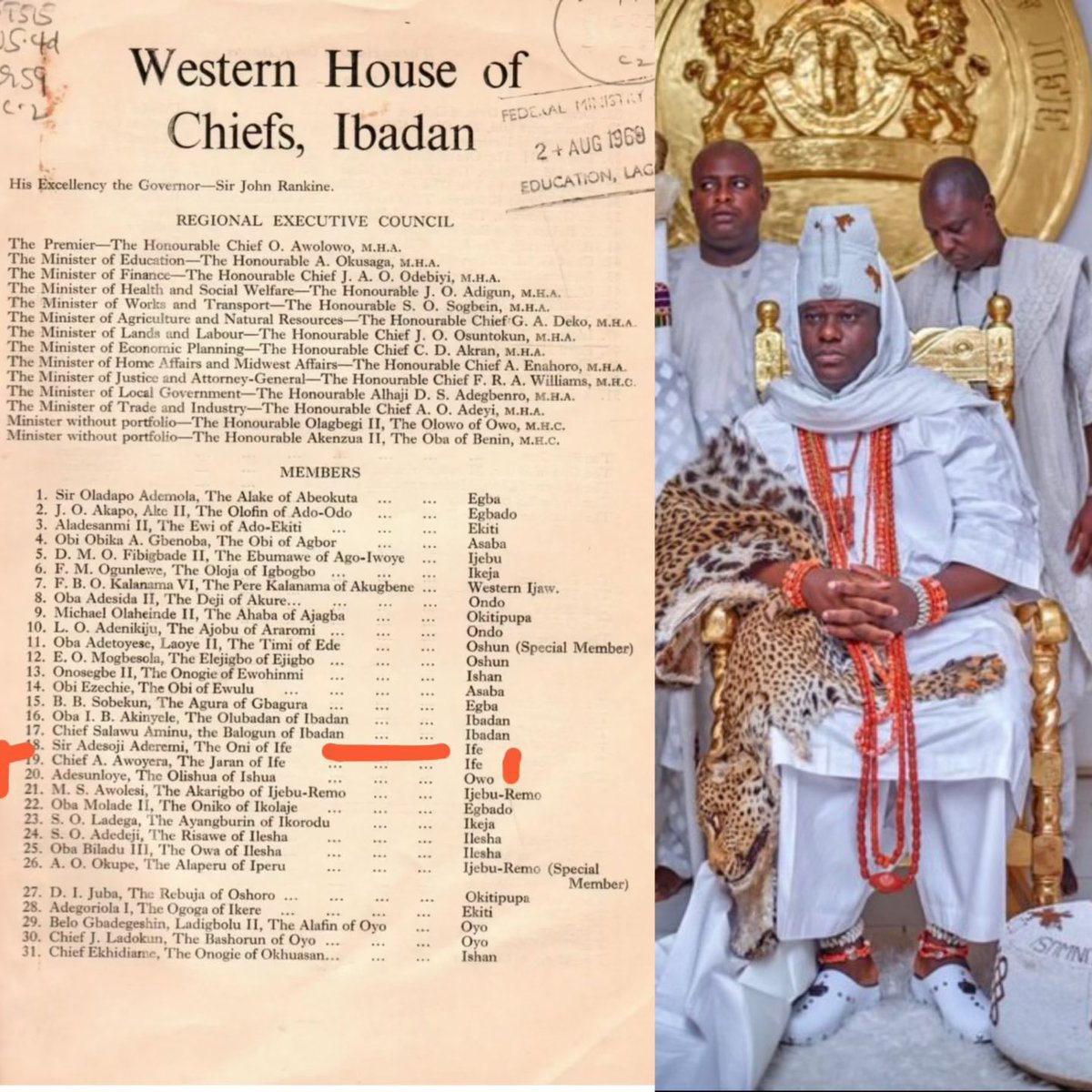 Western house of Chiefs
History isn't a matter of opinion; it's a matter of record.
There's a trending narrative trying to claim the Oba of Benin was a "mere chief" because he sat in the Mid-West House of Chiefs. If we follow that flawed logic, we have to ask: Does the fact