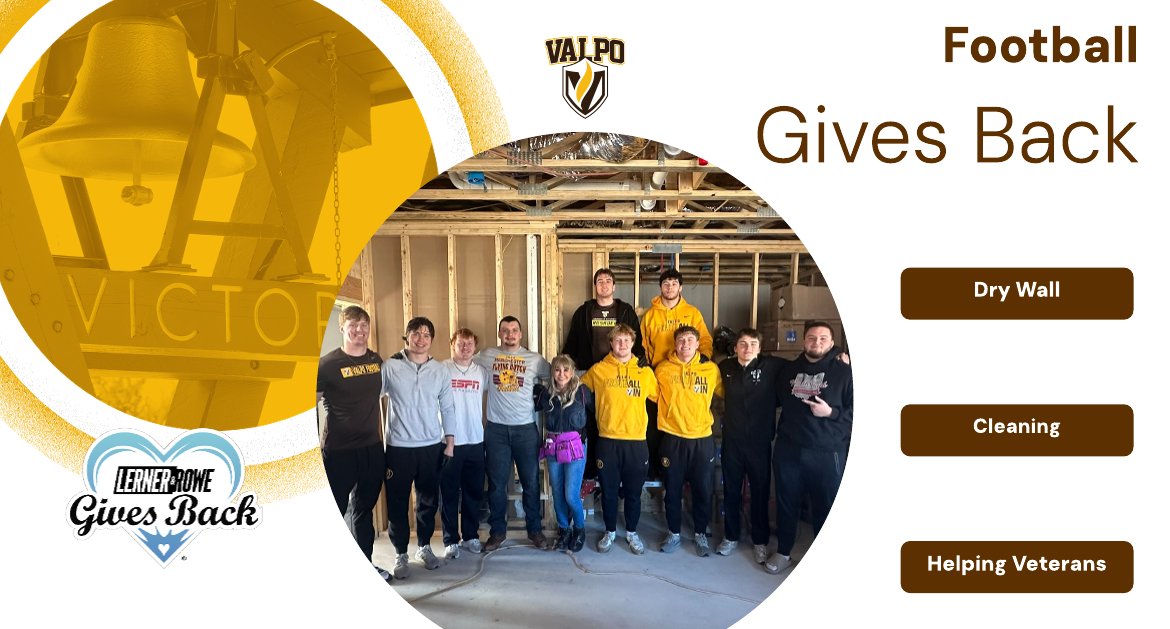 valpoathletics's tweet image. In this Lerner &amp;amp; Rowe community service spotlight, we highlight the works of @valpoufootball at an apartment complex for veterans and others in need! #GoValpo