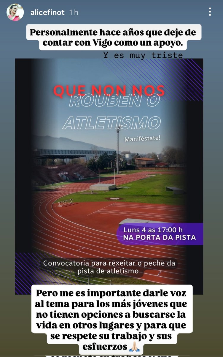 David_Gatsu's tweet photo. Palabras de Alice Finot.
Una Campeona de Europa, Recordwoman europea, 4° en los JJOO y que hace años que dejó de intentar de entrenarse en Vigo.
Lo hace en Melgaço 🇵🇹 y Tui debido a las trabajas que se encuentra en Balaídos. https://t.co/6rGfyZ5cUx