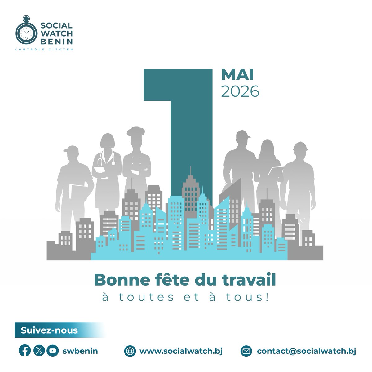 swbenin's tweet photo. Bonne fête du #travail à toutes les Béninoises et tous les Béninois ! 🇧🇯

@swbenin salue votre engagement quotidien pour un pays plus juste. Continuons à promouvoir des conditions de travail décentes, l’égalité et la justice sociale.
#wasexo #FêteDuTravail #1ermai #JusticeSociale https://t.co/SSnlV2P83k