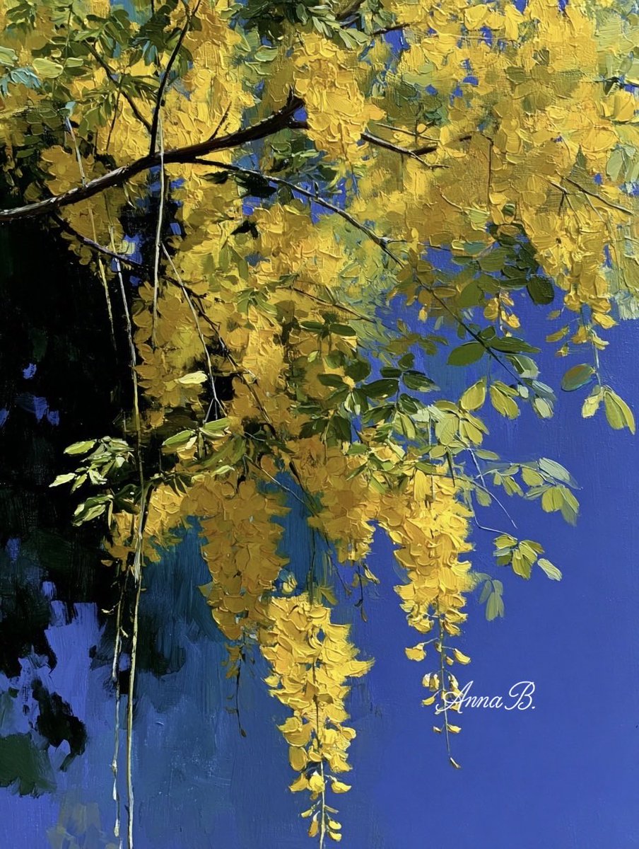 Aurora41155547's tweet photo. Dropping Gold Into a Blue Dream
#Art #AIArt #Nature #Flowers #Laburnum https://t.co/zR6o8sYNY4
