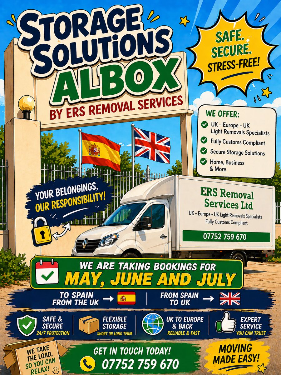 ashleyrclark1's tweet image. We are taking bookings for moves in the #Summer period 
May , June , July 
And for #storage
europeanrelocationservices.co.uk
#Ai 
#RemovalsandStorage