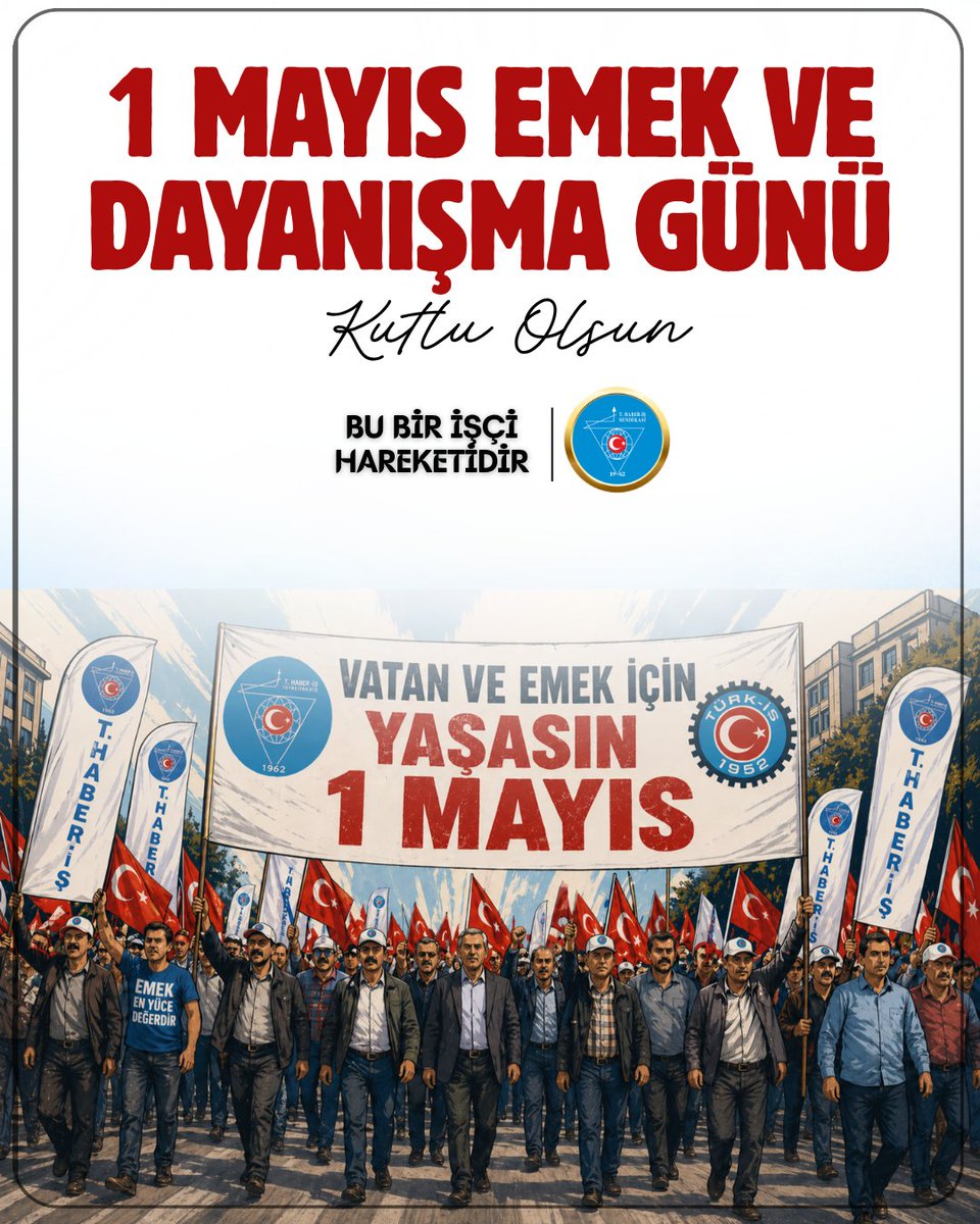 TurkiyeHaberis's tweet photo. 1 Mayıs; alın terinin, emeğin ve onurun günüdür.

Türkiye işçi sınıfı; çalışkanlığıyla, dürüstlüğüyle, namusuyla bu ülkenin yükünü omuzlayan en büyük güçtür.

1 Mayıs Emek ve Dayanışma Günümüz kutlu olsun. https://t.co/pnPqlScL4m