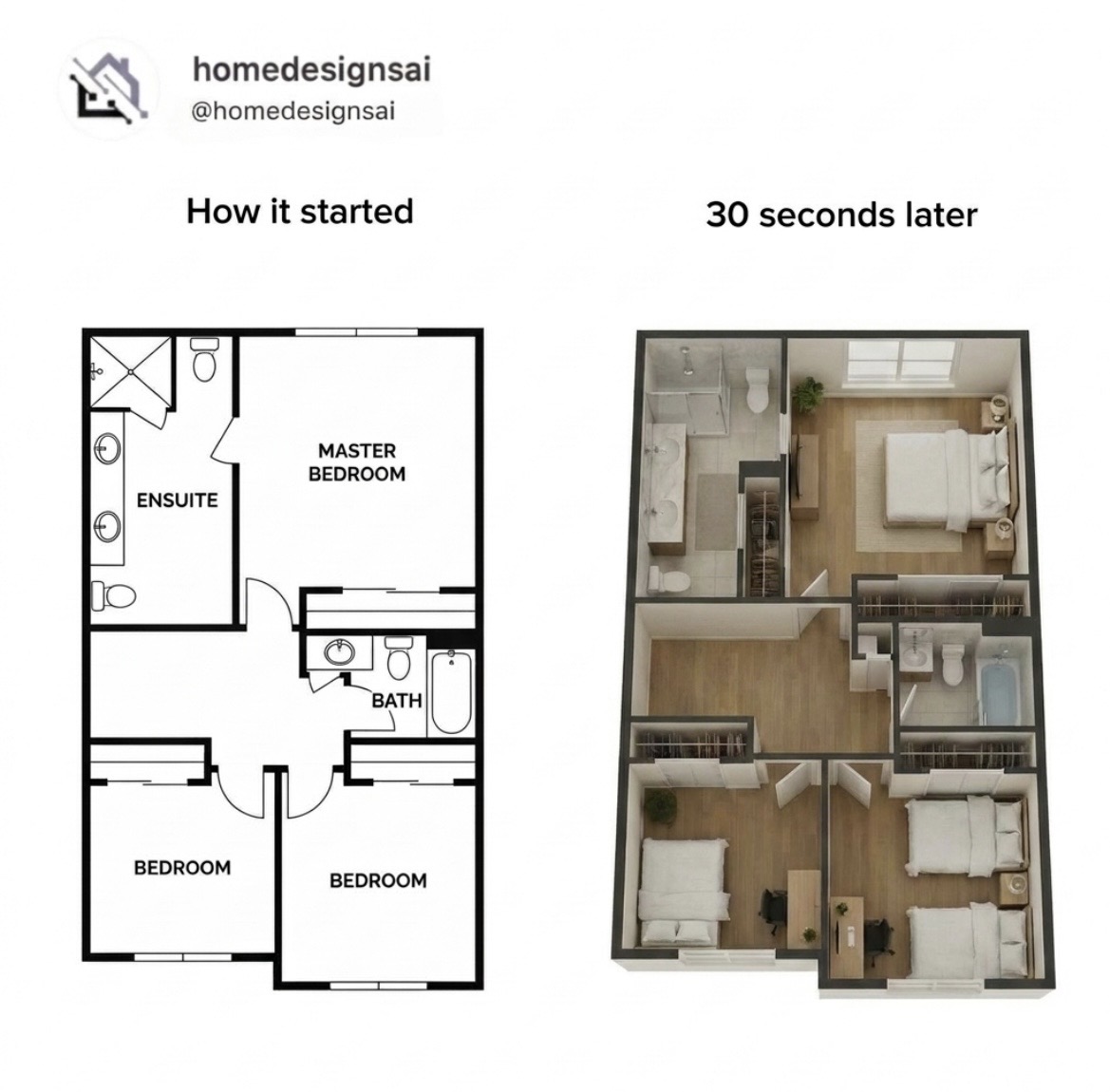 homedesignsai's tweet image. Turn your 2D floor plan into a stunning 3D visual in just one click with HomeDesigns.ai. Faster to show, easier to understand, and made to wow clients.

#HomeDesignsAI #3DFloorPlan #InteriorDesign #RealEstateMarketing #AIDesign